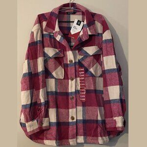 NWT XL Member's Mark Ladies Shacket in Pink Plaid